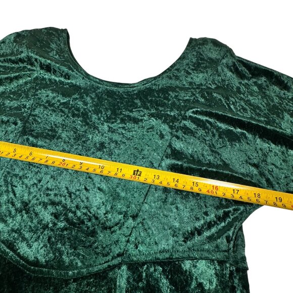 Vintage 90s Crushed Velvet Midi Dress Sz.10 Green Event Whimsigoth Holiday Boho - Picture 5 of 11